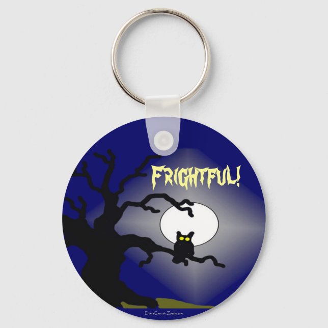 Spooky Owl in Tree Halloween Keychain (Front)