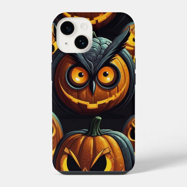 Spooky Owl on Pumpkin iPhone Case (Back)