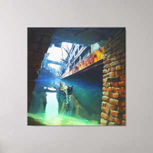 Spooky Owl Water Bridge Occult Dark Witchy AI Art Canvas Print