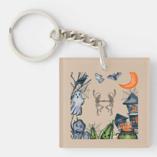 Spooky Party Frame tee shirt Keychain