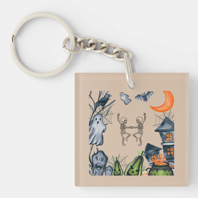 Spooky Party Frame tee shirt Keychain (Front)