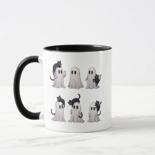 Spooky Pastel Gothic Ghosts Black Cats Halloween Mug
