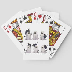 Spooky Pastel Gothic Ghosts Black Cats Halloween Playing Cards