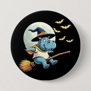 Spooky Pastel Halloween Baby Moo Deng Hippo 3 Inch Round Button