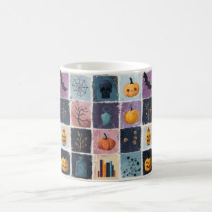 Spooky Patchwork Halloween Icons Pattern Coffee Mug