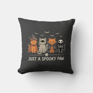 Spooky Paw Halloween Cat Costume Vector Design_1 Throw Pillow