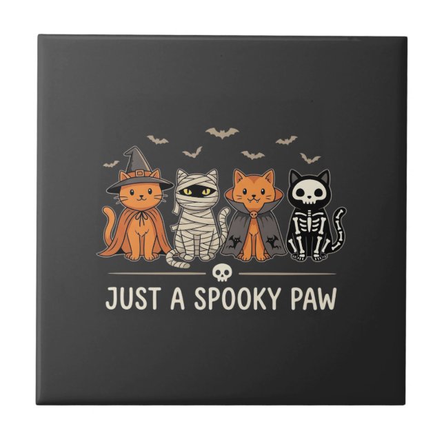 Spooky Paw Halloween Cat Costume Vector Design_1 Tile (Front)