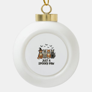 Spooky Paw Halloween Cats Vintage Shirt Design_1 Ceramic Ball Christmas Ornament