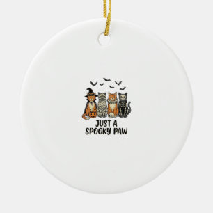 Spooky Paw Halloween Cats Vintage Shirt Design_1 Ceramic Ornament