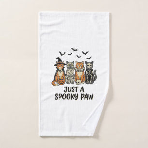 Spooky Paw Halloween Cats Vintage Shirt Design_1 Hand Towel