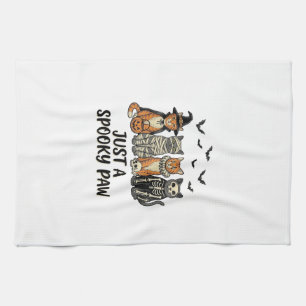 Spooky Paw Halloween Cats Vintage Shirt Design_1 Kitchen Towel