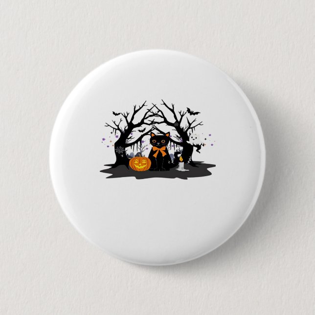 Spooky Paws & Pumpkin Halloween Nights Classic T-S 2 Inch Round Button (Front)