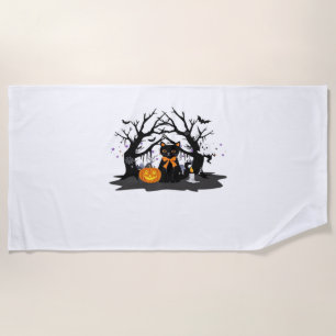 Spooky Paws & Pumpkin Halloween Nights Classic T-S Beach Towel