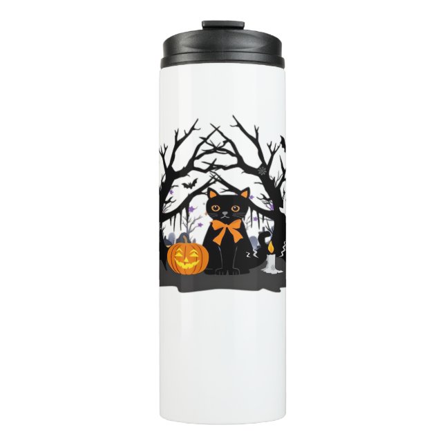Spooky Paws & Pumpkin Halloween Nights Classic T-S Thermal Tumbler (Front)