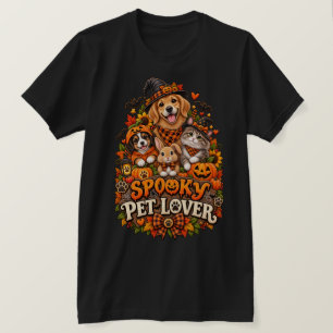 Spooky Pet Lover Cute Halloween Dog Cat Pumpkin T-Shirt