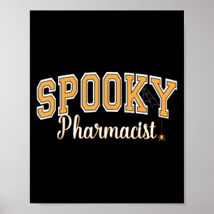 Spooky Pharmacist Halloween Spider Varsity Orange  Poster