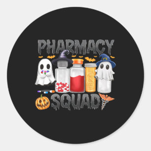 Spooky Pharmacy Squad Ghost Pills Pharmacist Tech  Classic Round Sticker