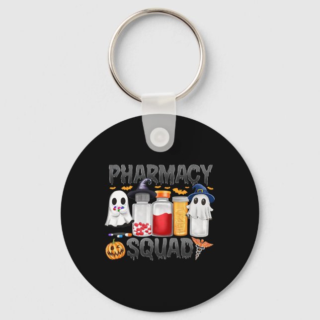 Spooky Pharmacy Squad Ghost Pills Pharmacist Tech  Keychain (Front)