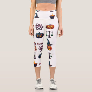 Spooky Physics Teacher Halloween - Witch with Scie Capri Leggings