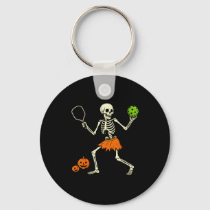Spooky Pickleball Halloween Skeleton Costume Women Keychain