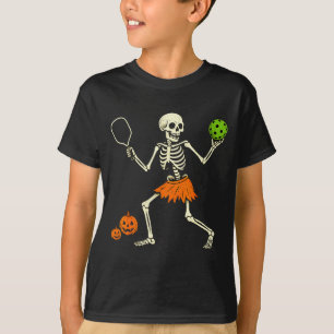Spooky Pickleball Halloween Skeleton Costume Women T-Shirt