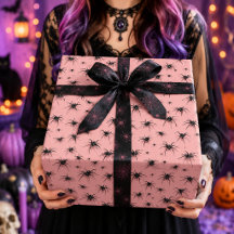 Spooky Pink Black Spider Halloween Pattern