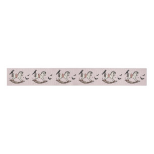 Spooky Pink Rocking Horse Grosgrain Ribbon