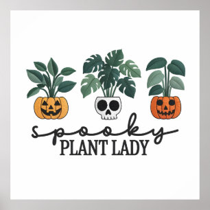 Spooky Plant Lady Halloween Monstera Design Poster