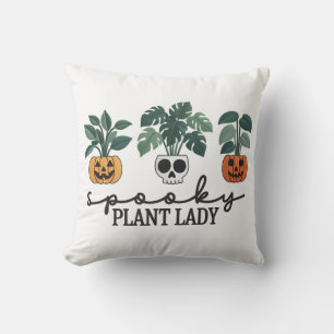 Spooky Plant Lady Halloween Monstera Design Throw Pillow