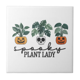 Spooky Plant Lady Halloween Monstera Design Tile