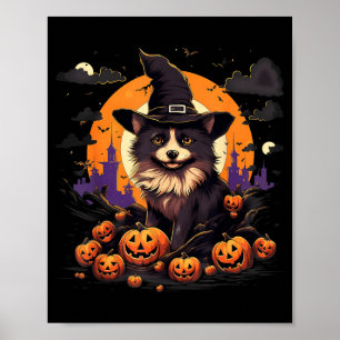 Spooky Pomsky Dog Witch Halloween Poster