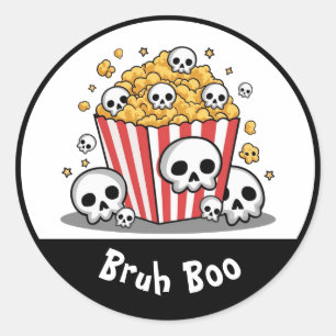 spooky popcorn skulls boo Custom kids Sticker