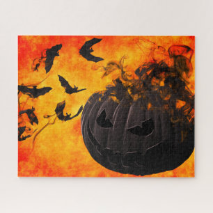 Spooky pumpkin and bats illustration jigsaw puzzle