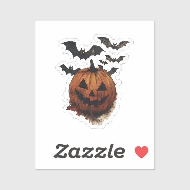 Spooky Pumpkin & Bats Halloween Art (Sheet)