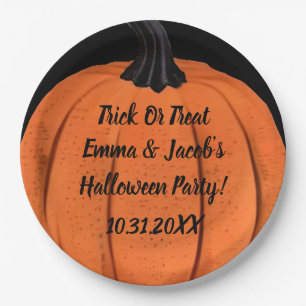 Spooky Pumpkin Design with Custom Text Options Paper Plate
