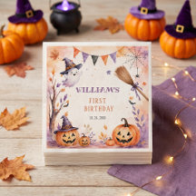 Spooky Pumpkin Halloween Birthday Napkins