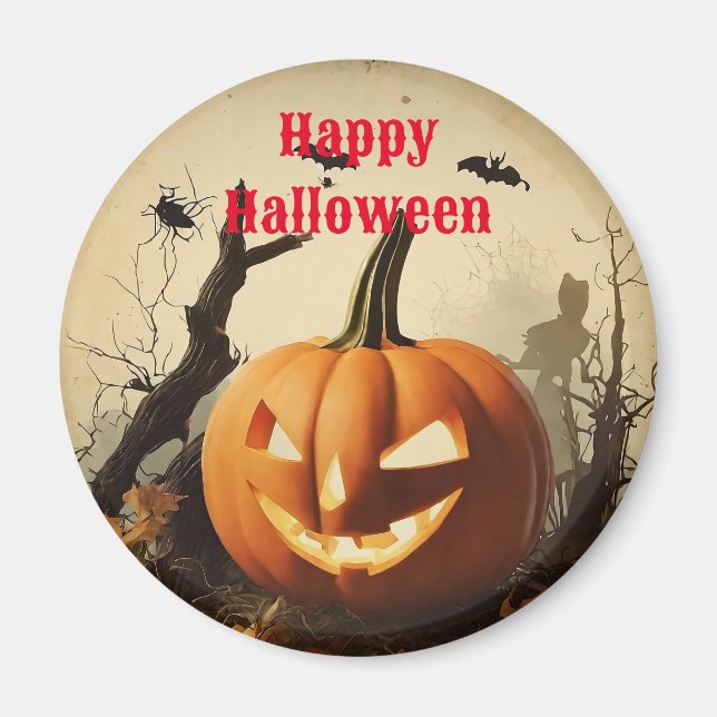 Spooky Pumpkin Halloween Collection Magnet (Front)