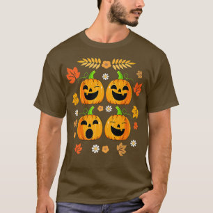 Spooky Pumpkin Halloween Funny Pumpkin Autumn Leav T-Shirt