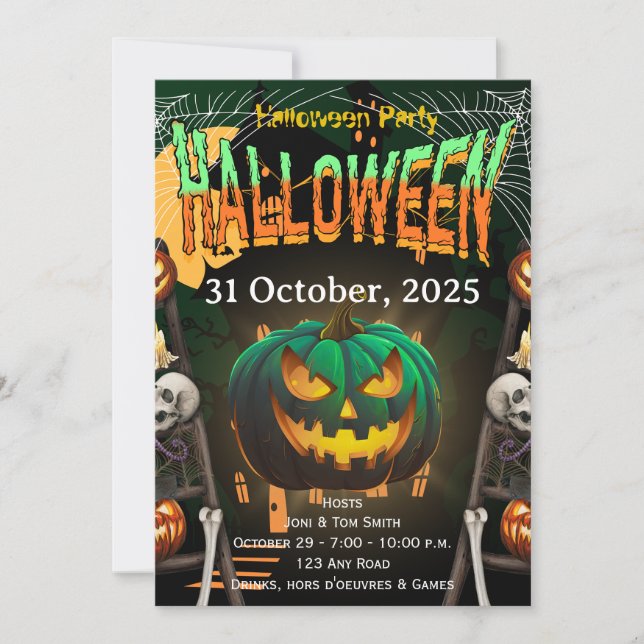 Spooky Pumpkin Halloween Invitation |Editable Card (Front)