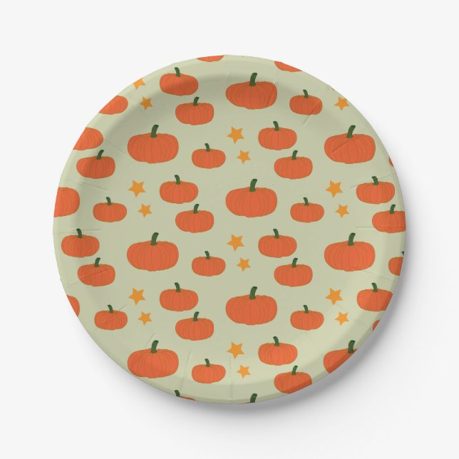 Spooky Pumpkin Halloween Paper Plate (Front)
