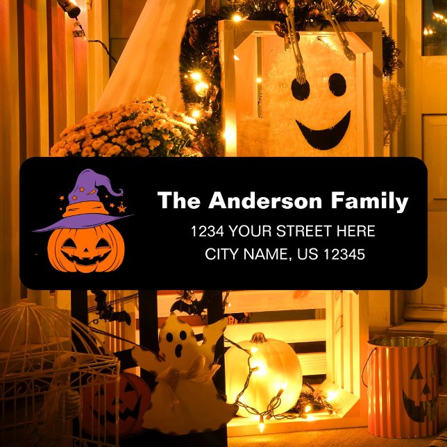 Spooky Pumpkin Halloween Party Mail Return Address (Creator Uploaded)