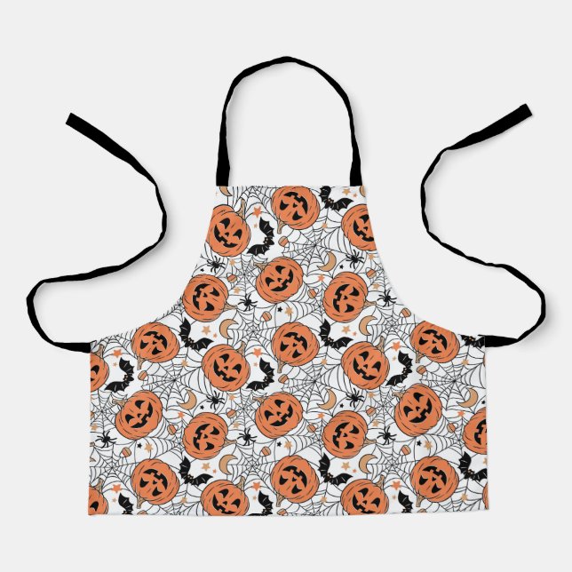 Spooky Pumpkin Halloween Pattern Apron (Front)