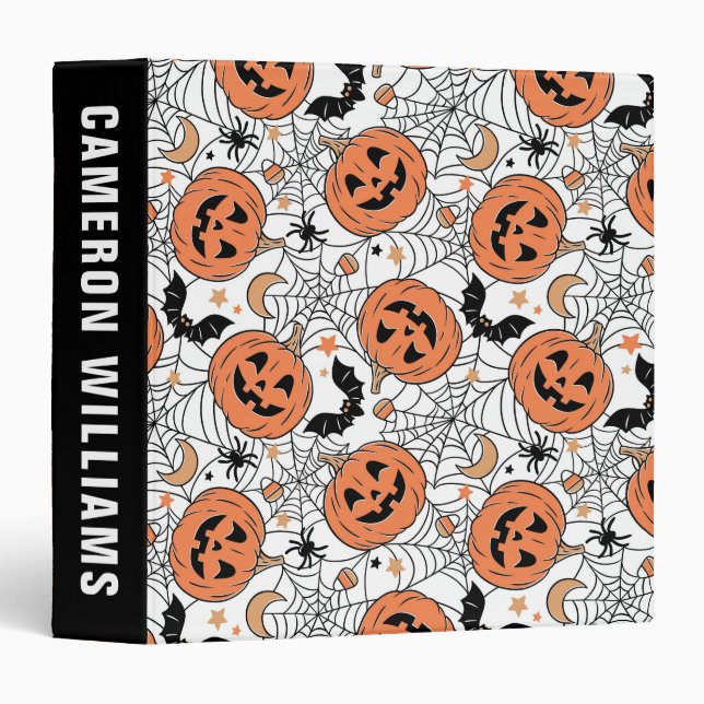 Spooky Pumpkin Halloween Pattern Binder (Front/Spine)