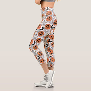 Spooky Pumpkin Halloween Pattern Capri Leggings