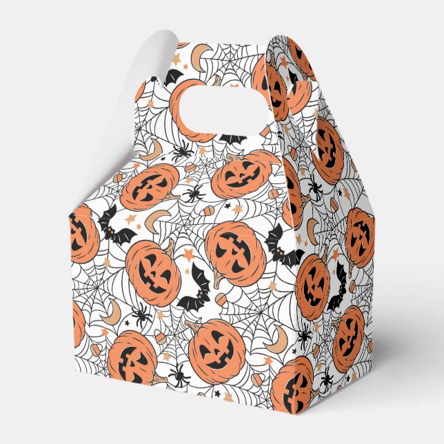 Spooky Pumpkin Halloween Pattern Favor Box (Front Side)