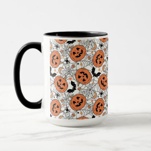 Spooky Pumpkin Halloween Pattern Mug