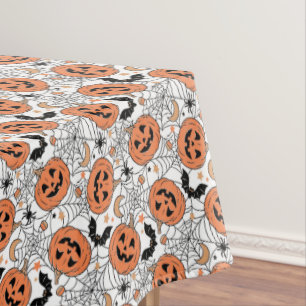 Spooky Pumpkin Halloween Pattern Tablecloth