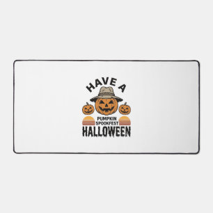 Spooky Pumpkin Halloween Vintage Engraving Shirt D Desk Mat