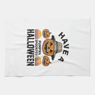 Spooky Pumpkin Halloween Vintage Engraving Shirt D Kitchen Towel