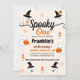 Spooky pumpkin kids halloween birthday party invitation